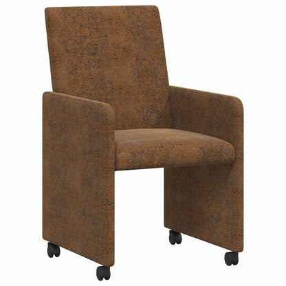 Dining Chairs with Wheels 2 pcs Brown 57 x 66 x 94 cm