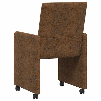 Dining Chairs with Wheels 2 pcs Brown 57 x 66 x 94 cm