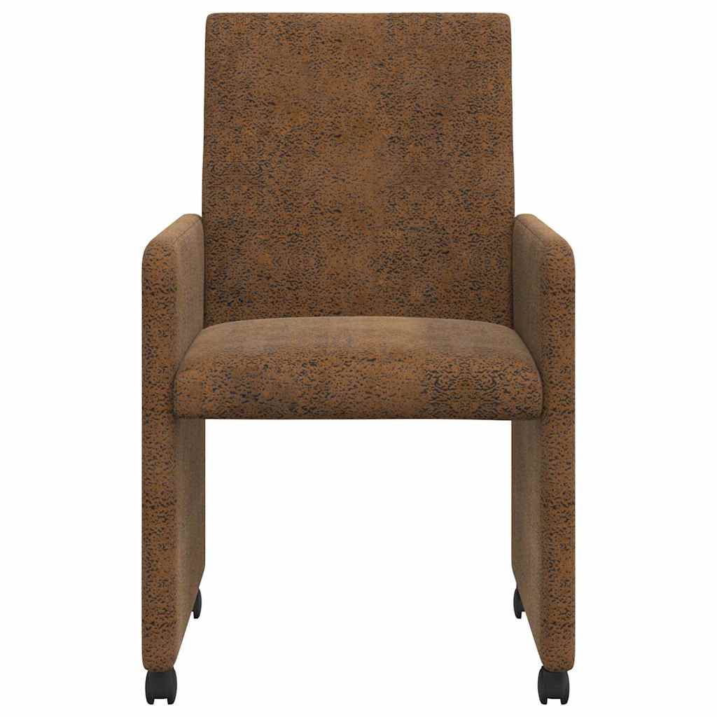 Dining Chairs with Wheels 2 pcs Brown 57 x 66 x 94 cm