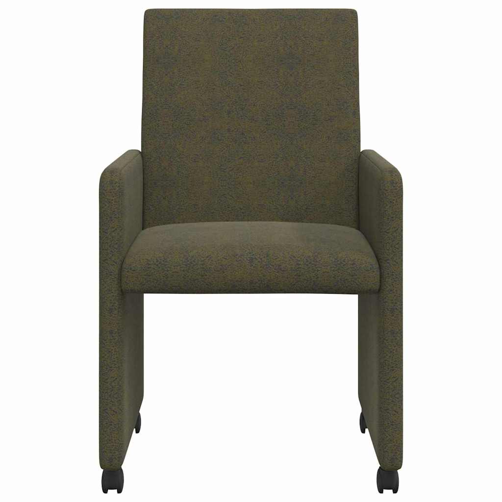 Dining Chairs with Wheels 2 pcs Army green 57 x 66 x 94 cm