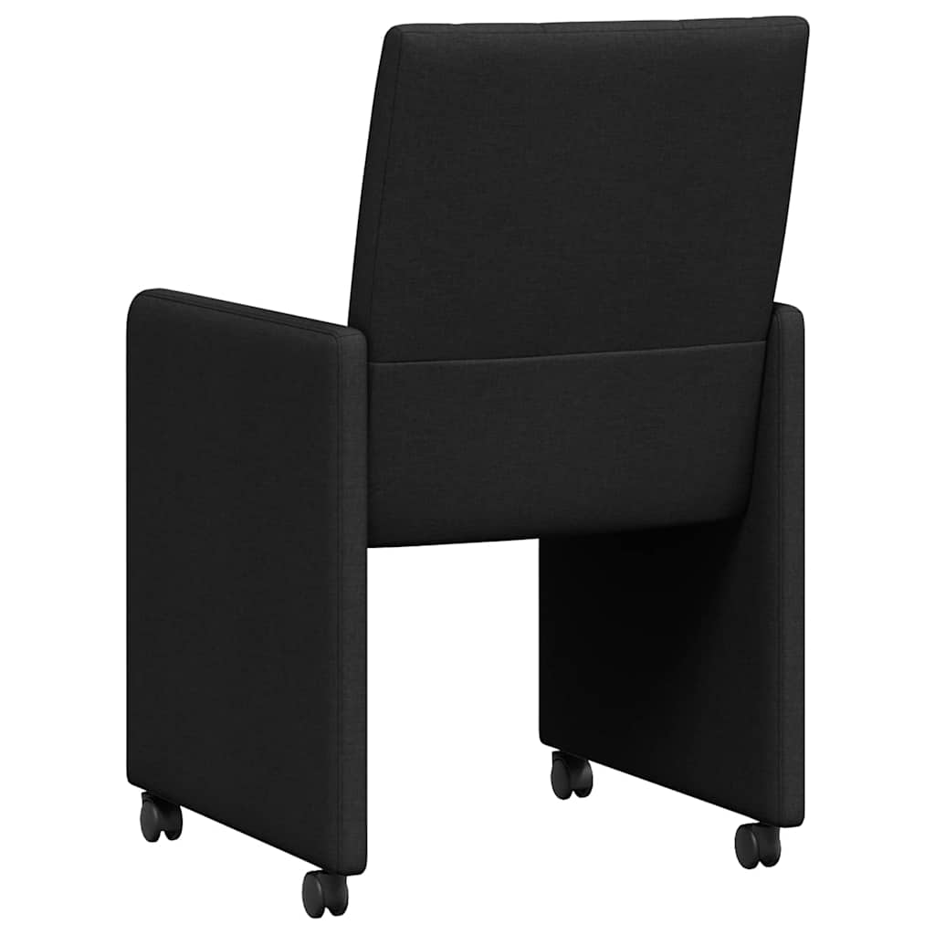 Dining Chairs with Wheels 2 pcs Black 58 x 65 x 94 cm Fabric
