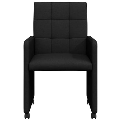Dining Chairs with Wheels 2 pcs Black 58 x 65 x 94 cm Fabric