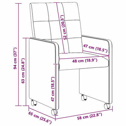 Dining Chairs with Wheels 2 pcs Black 58 x 65 x 94 cm Fabric