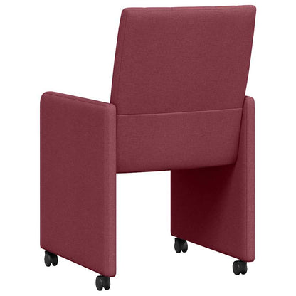 Dining Chairs with Wheels 2 pcs Wine red 58 x 65 x 94 cm Fabric