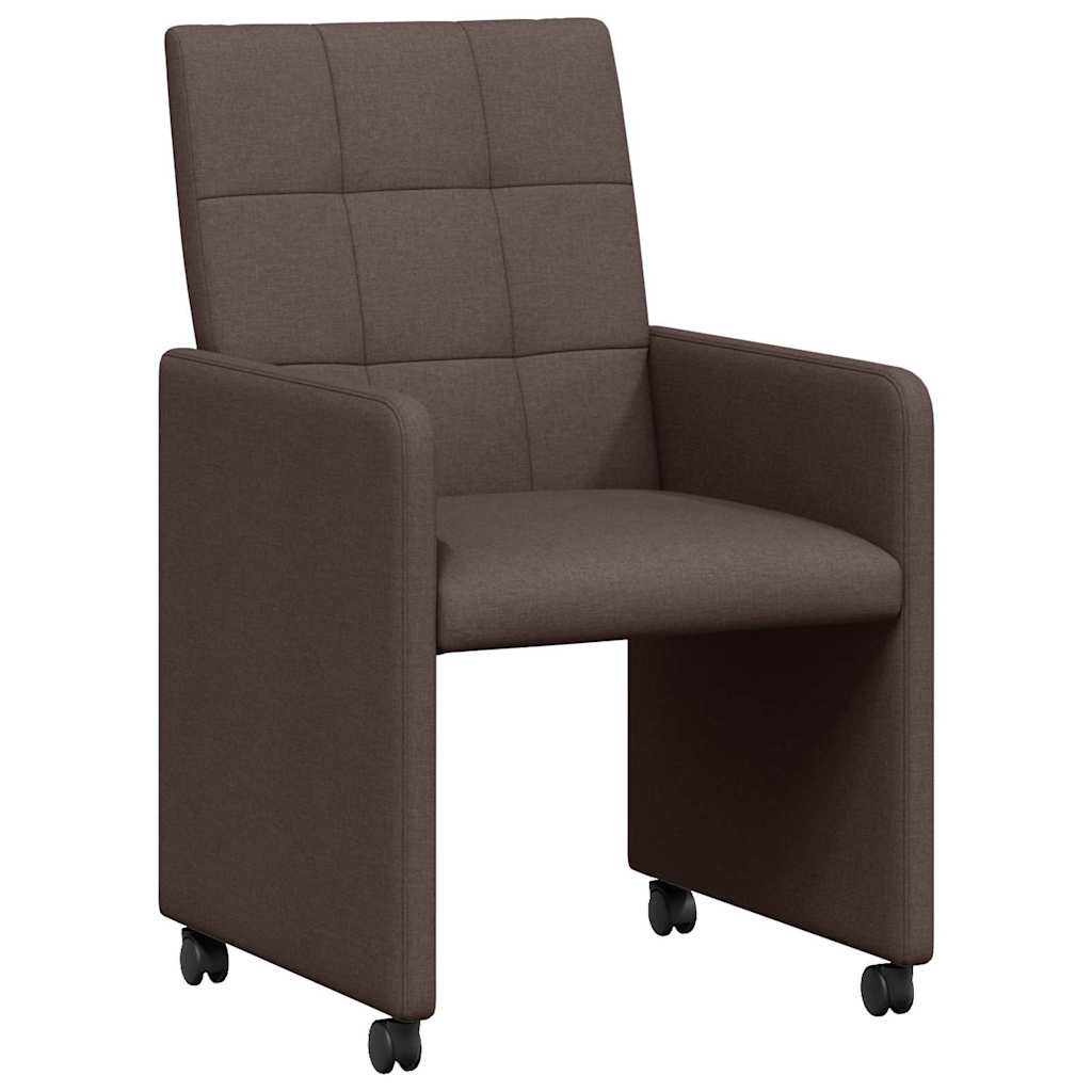 Dining Chairs with Wheels 2 pcs Dark brown 58 x 65 x 94 cm
