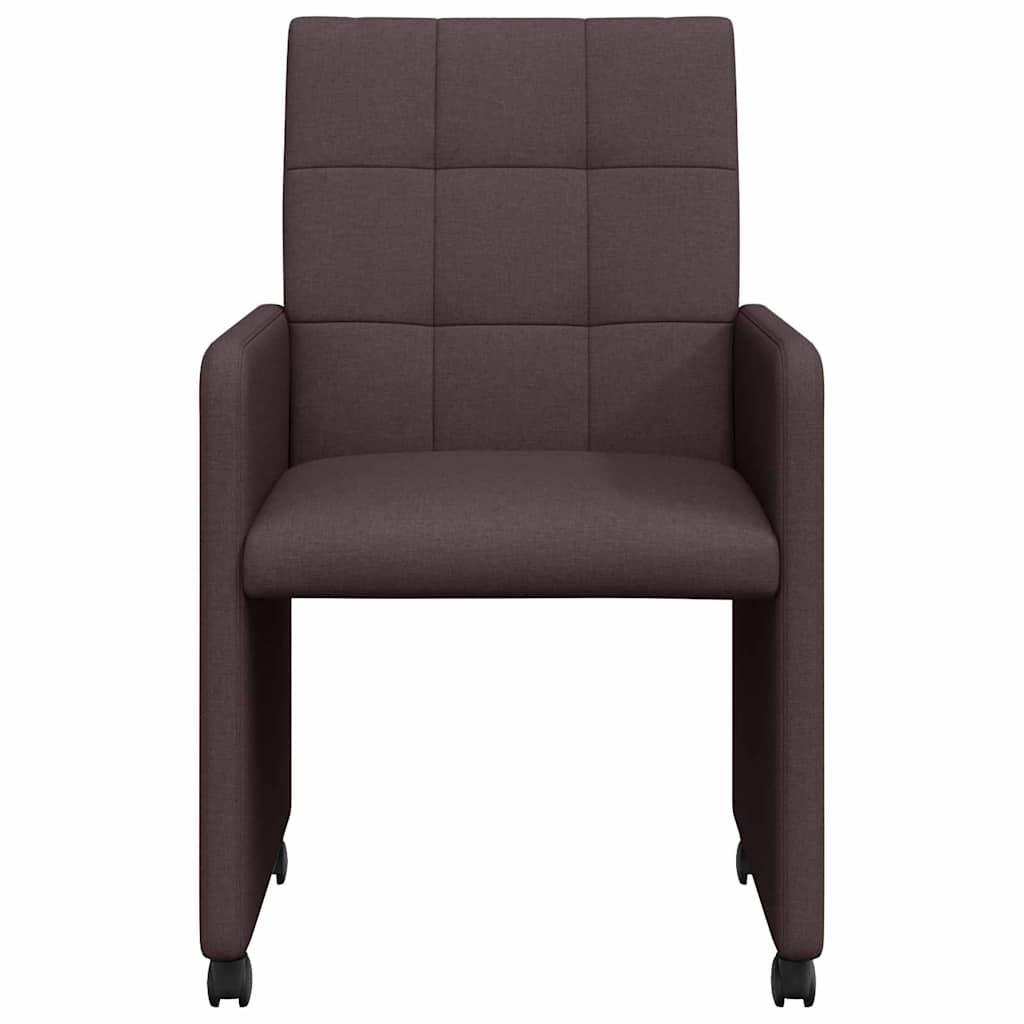 Dining Chairs with Wheels 2 pcs Dark brown 58 x 65 x 94 cm