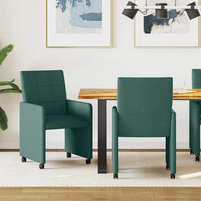 Dining Chairs with Wheels 2 pcs Dark green 58 x 65 x 94 cm