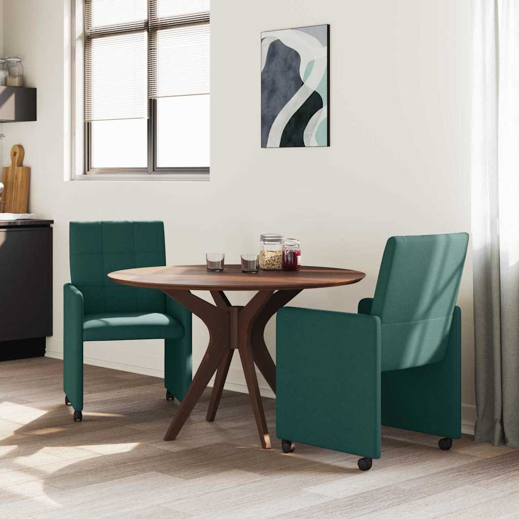 Dining Chairs with Wheels 2 pcs Dark green 58 x 65 x 94 cm
