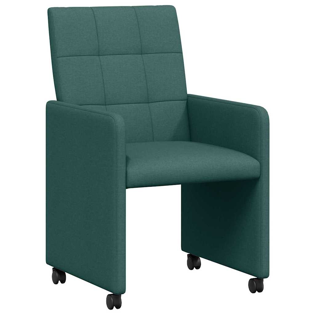 Dining Chairs with Wheels 2 pcs Dark green 58 x 65 x 94 cm