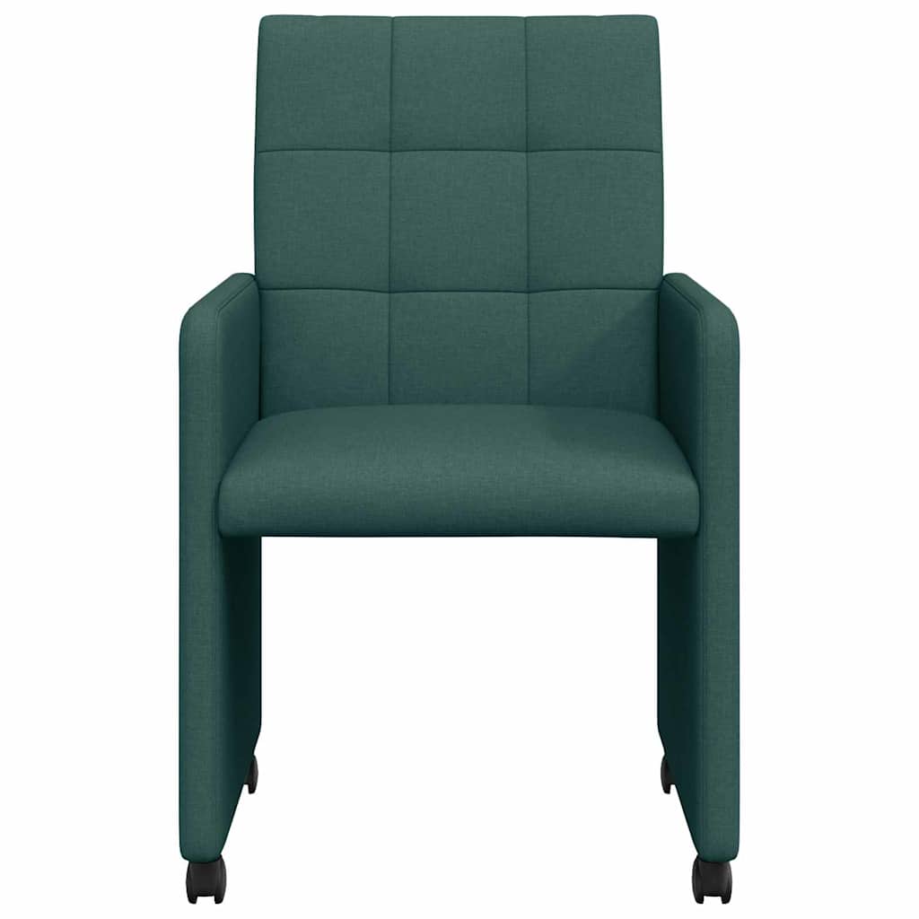Dining Chairs with Wheels 2 pcs Dark green 58 x 65 x 94 cm