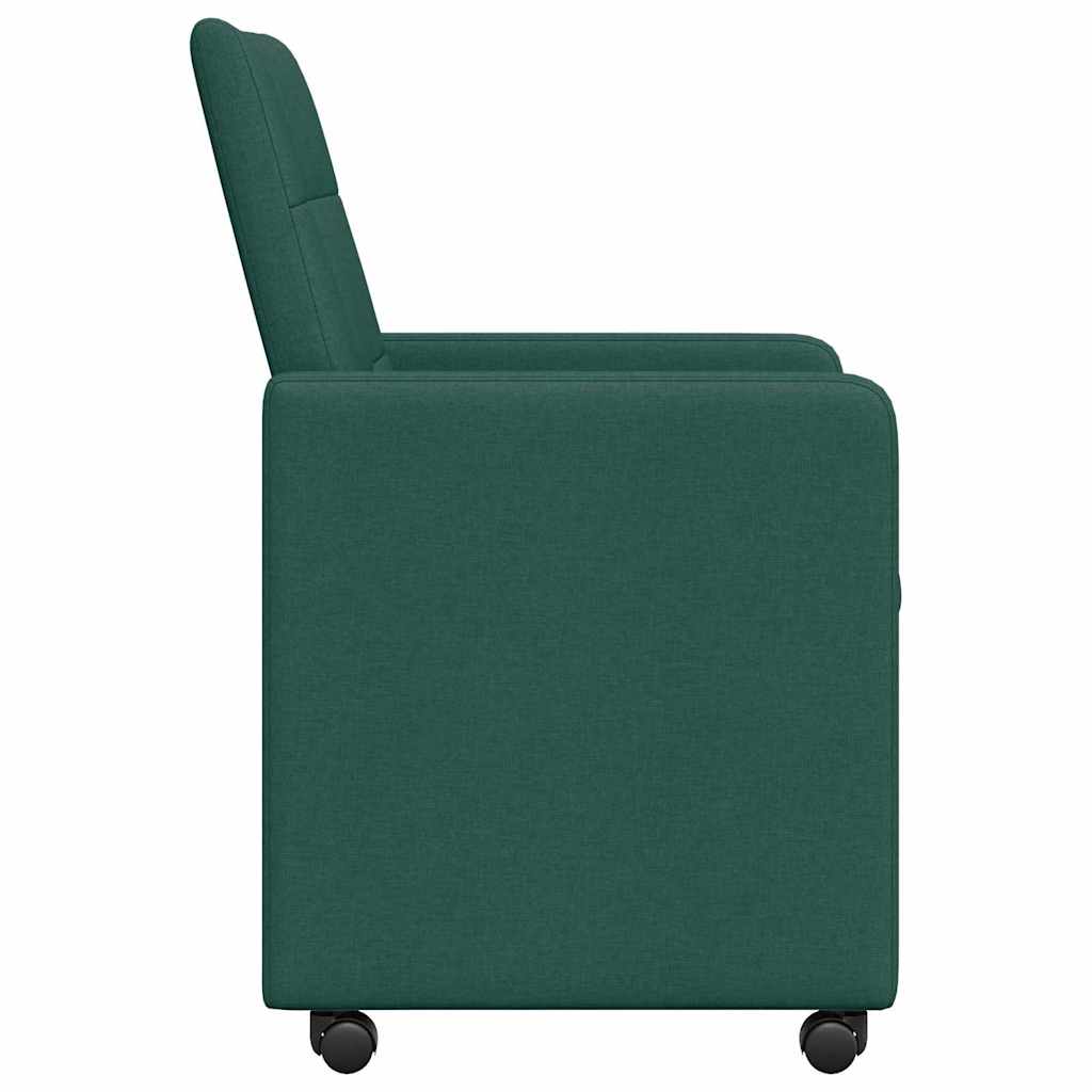 Dining Chairs with Wheels 2 pcs Dark green 58 x 65 x 94 cm