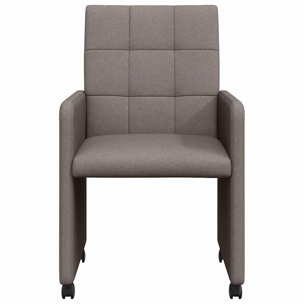 Dining Chairs with Wheels 2 pcs Taupe 58 x 65 x 94 cm Fabric
