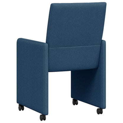 Dining Chairs with Wheels 2 pcs Blue 58 x 65 x 94 cm Fabric