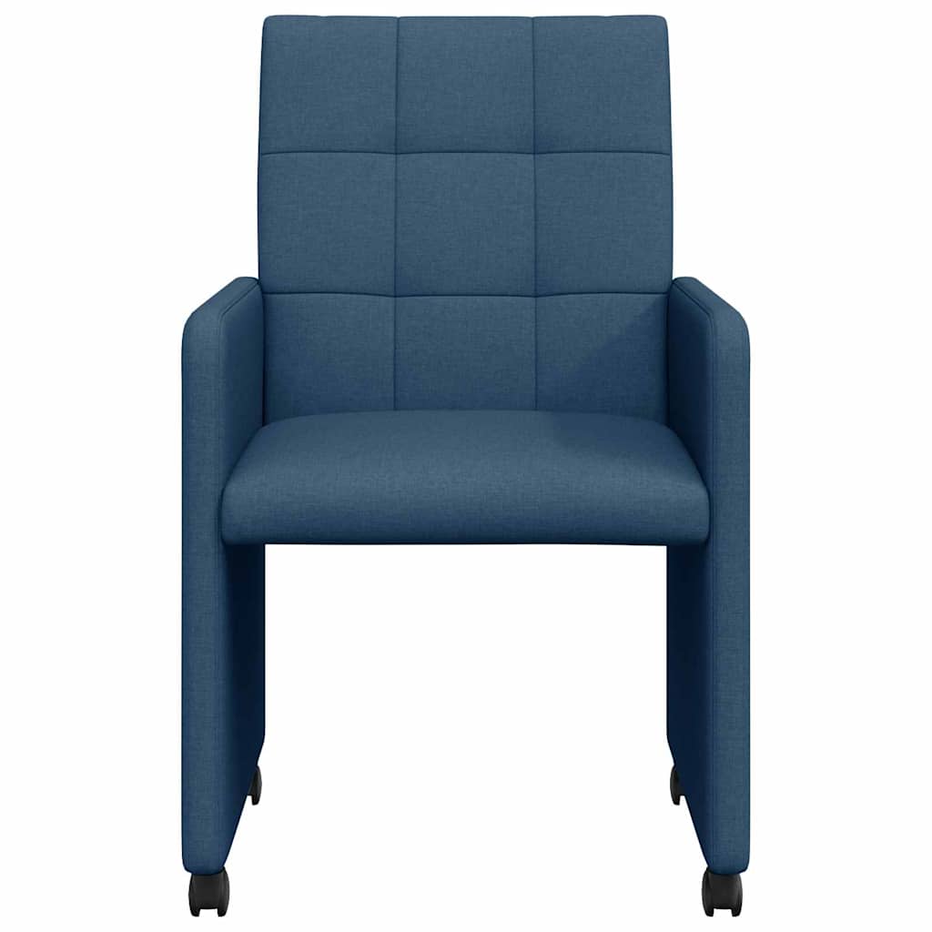 Dining Chairs with Wheels 2 pcs Blue 58 x 65 x 94 cm Fabric