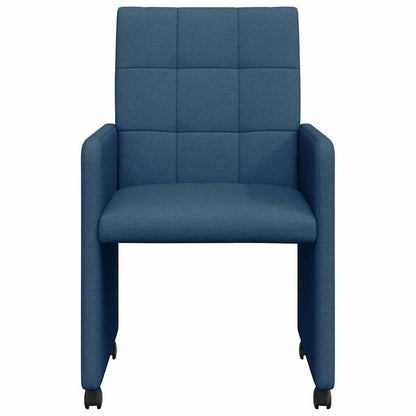 Dining Chairs with Wheels 2 pcs Blue 58 x 65 x 94 cm Fabric