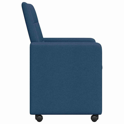 Dining Chairs with Wheels 2 pcs Blue 58 x 65 x 94 cm Fabric