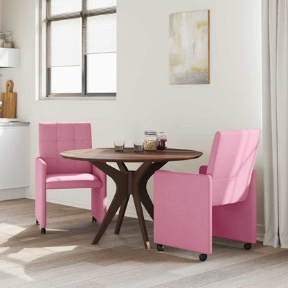 Dining Chairs with Wheels 2 pcs Pink 58 x 65 x 94 cm Fabric