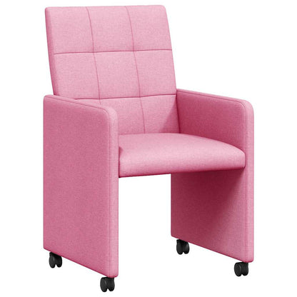 Dining Chairs with Wheels 2 pcs Pink 58 x 65 x 94 cm Fabric
