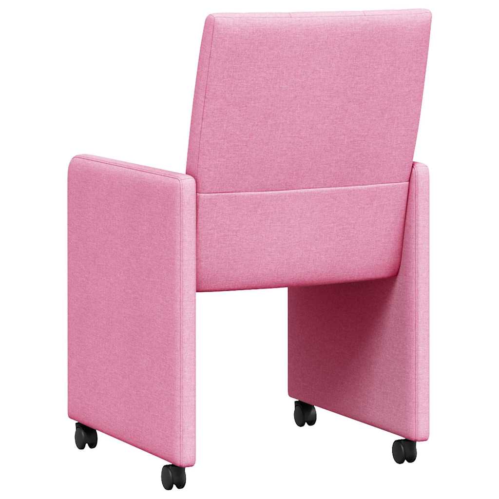 Dining Chairs with Wheels 2 pcs Pink 58 x 65 x 94 cm Fabric