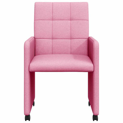 Dining Chairs with Wheels 2 pcs Pink 58 x 65 x 94 cm Fabric