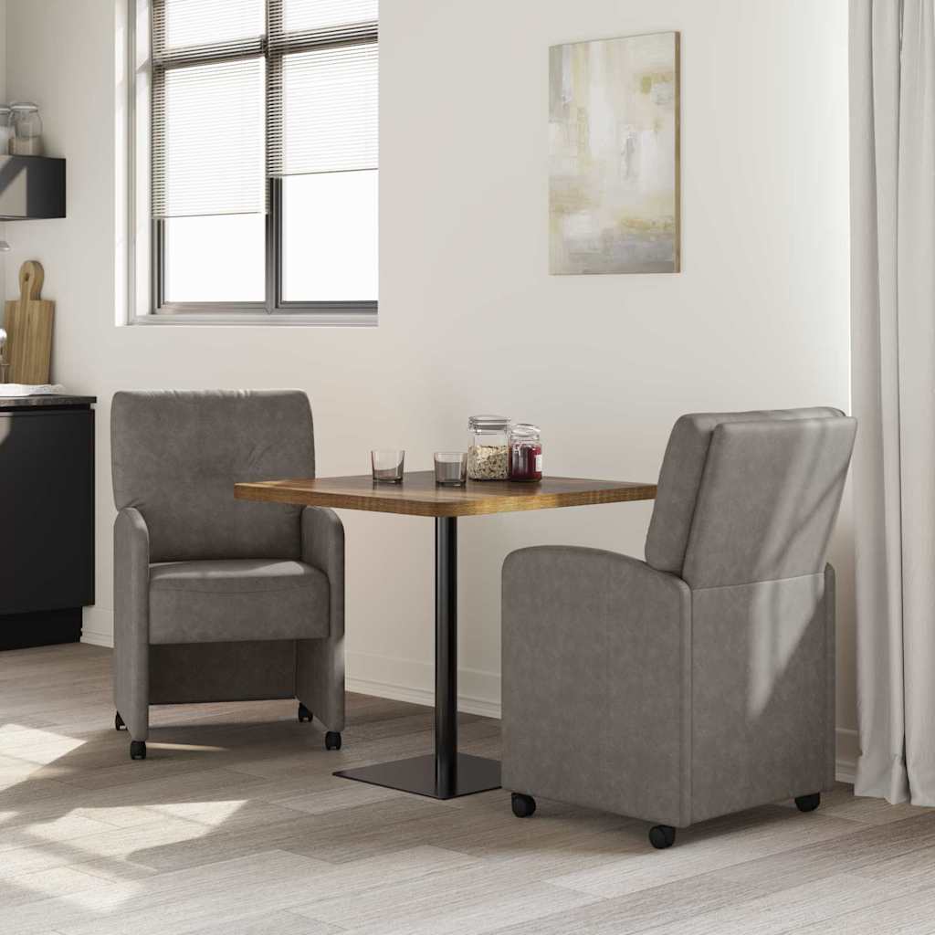 Dining Chairs with Wheels 2 pcs Grey 57 x 67 x 95 cm