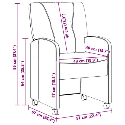 Dining Chairs with Wheels 2 pcs Dark grey 57 x 67 x 95 cm
