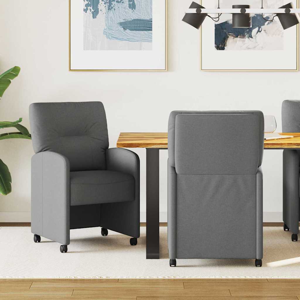 Dining Chairs with Wheels 2 pcs Dark grey 57 x 67 x 95 cm