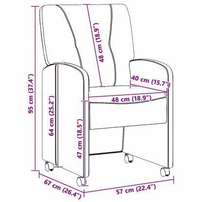 Dining Chairs with Wheels 2 pcs Dark grey 57 x 67 x 95 cm