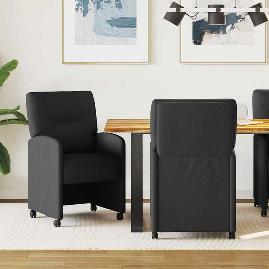 Dining Chairs with Wheels 2 pcs Black 57 x 67 x 95 cm Fabric