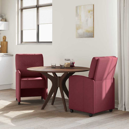 Dining Chairs with Wheels 2 pcs Wine red 57 x 67 x 95 cm Fabric