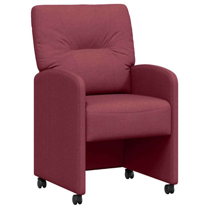 Dining Chairs with Wheels 2 pcs Wine red 57 x 67 x 95 cm Fabric