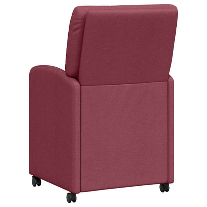 Dining Chairs with Wheels 2 pcs Wine red 57 x 67 x 95 cm Fabric