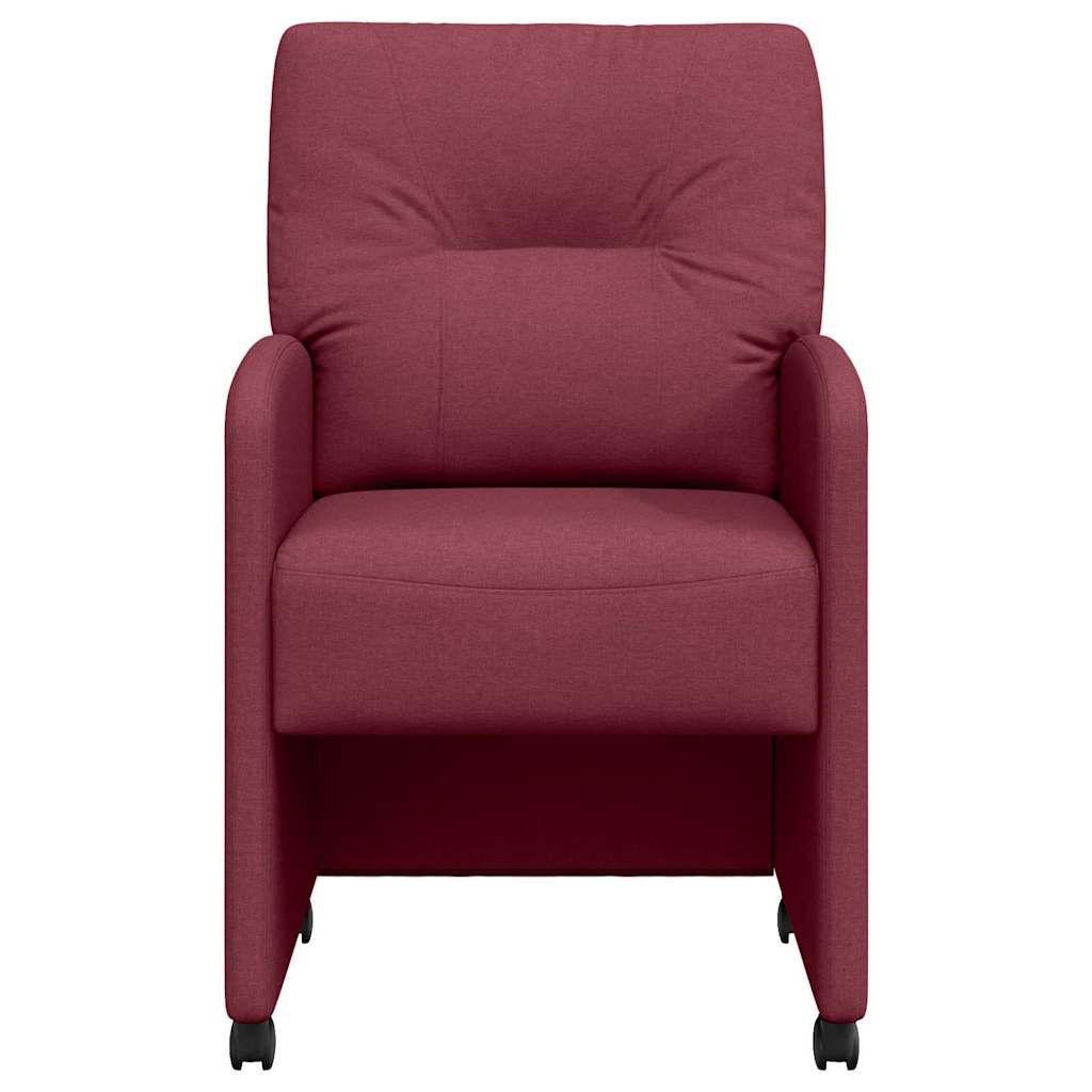 Dining Chairs with Wheels 2 pcs Wine red 57 x 67 x 95 cm Fabric