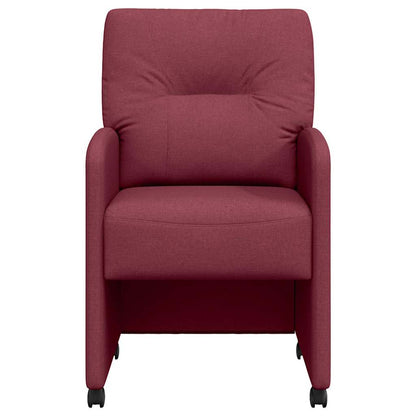 Dining Chairs with Wheels 2 pcs Wine red 57 x 67 x 95 cm Fabric
