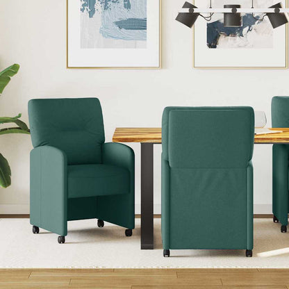 Dining Chairs with Wheels 2 pcs Dark green 57 x 67 x 95 cm