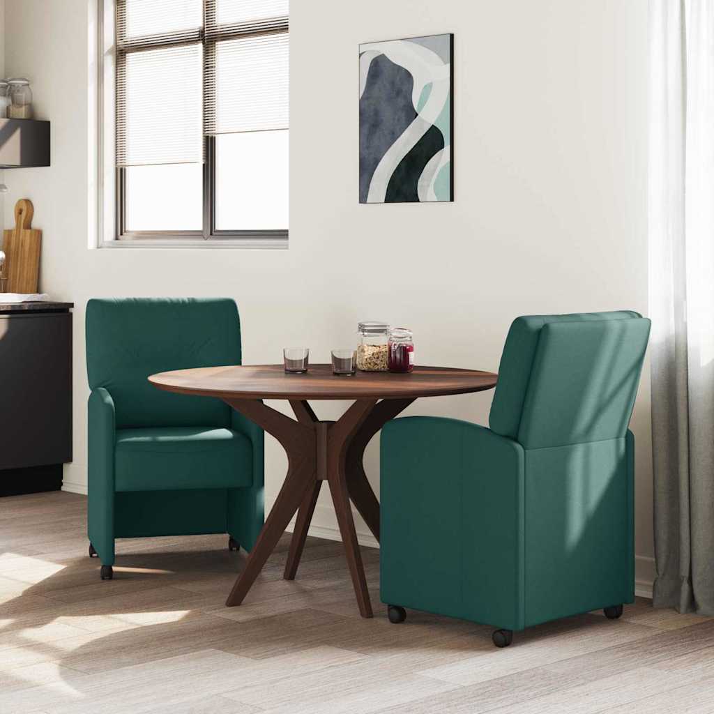 Dining Chairs with Wheels 2 pcs Dark green 57 x 67 x 95 cm