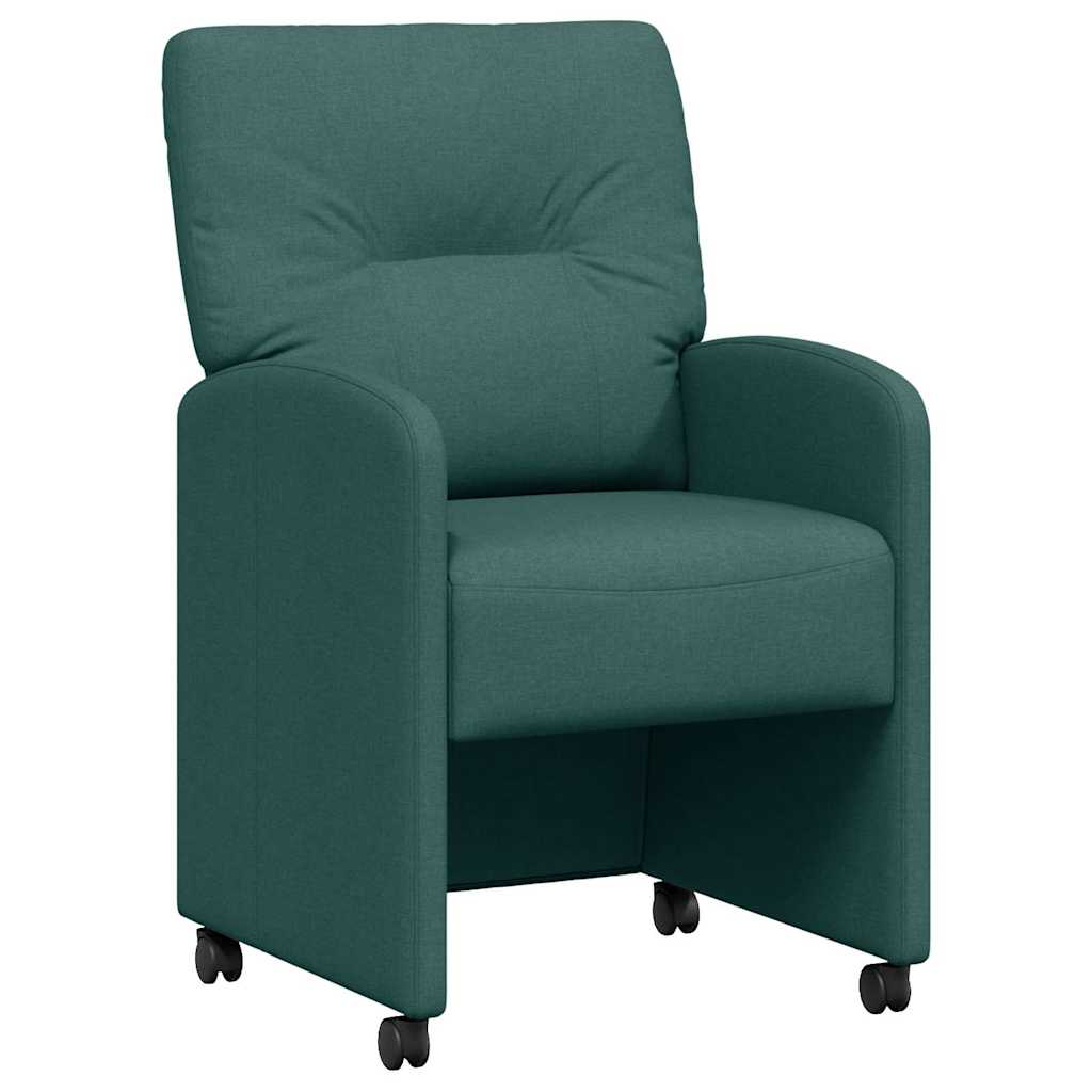 Dining Chairs with Wheels 2 pcs Dark green 57 x 67 x 95 cm