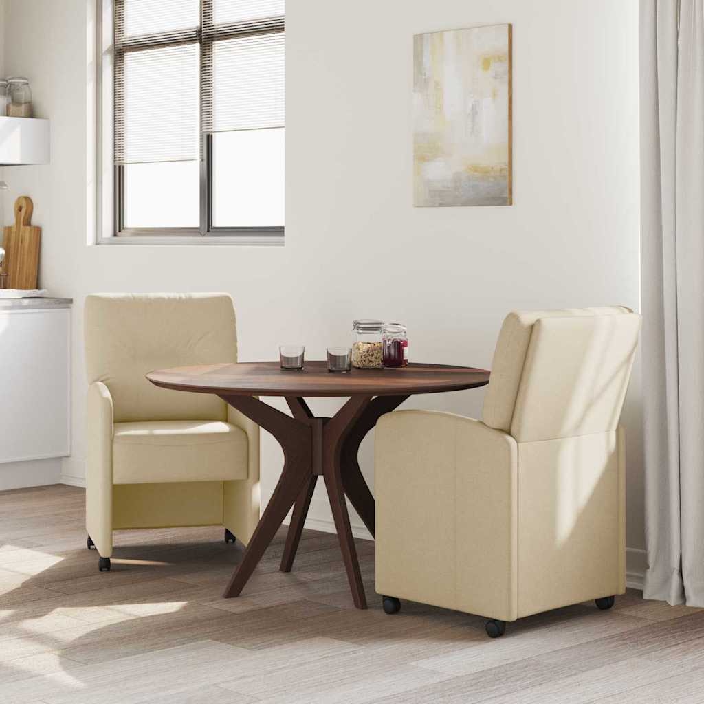 Dining Chairs with Wheels 2 pcs Cream 57 x 67 x 95 cm Fabric