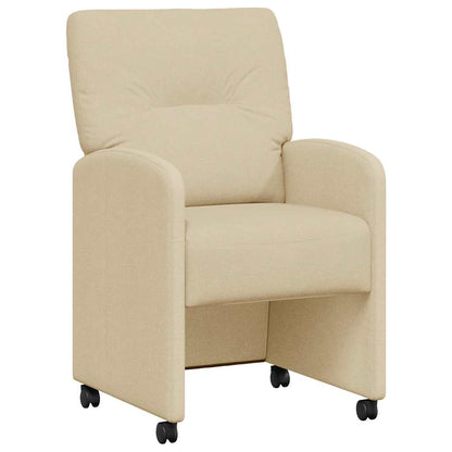 Dining Chairs with Wheels 2 pcs Cream 57 x 67 x 95 cm Fabric
