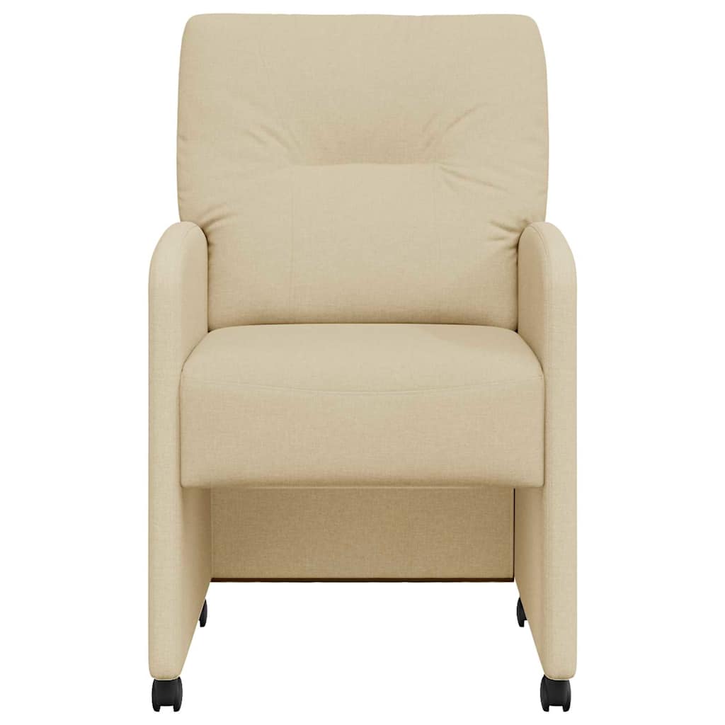 Dining Chairs with Wheels 2 pcs Cream 57 x 67 x 95 cm Fabric