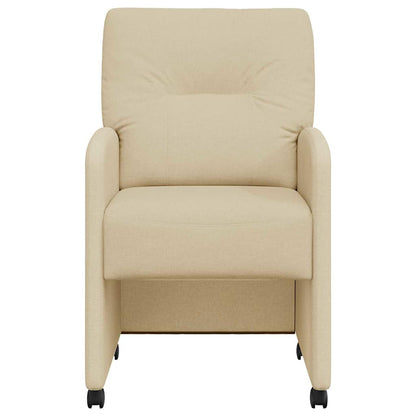 Dining Chairs with Wheels 2 pcs Cream 57 x 67 x 95 cm Fabric