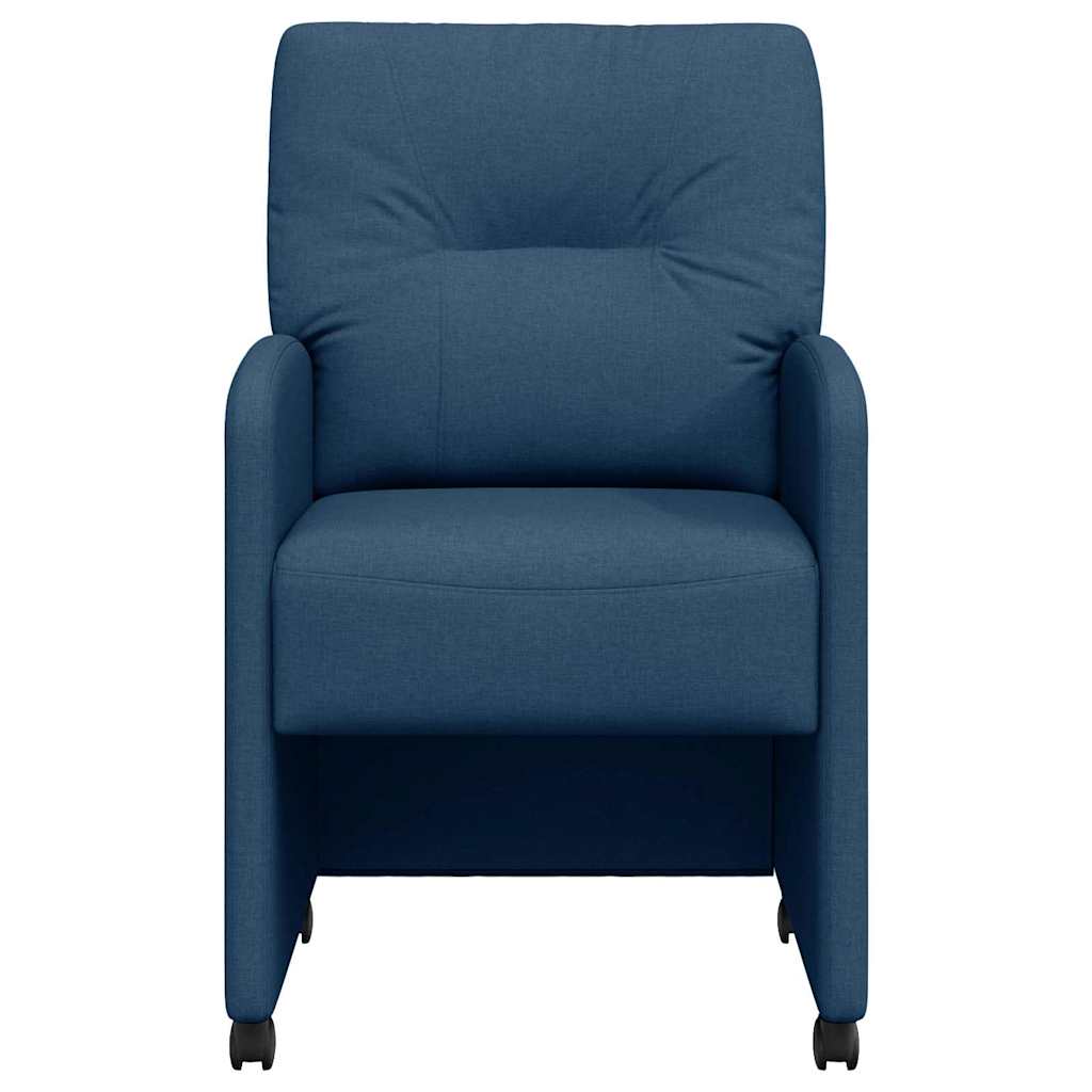 Dining Chairs with Wheels 2 pcs Blue 57 x 67 x 95 cm Fabric