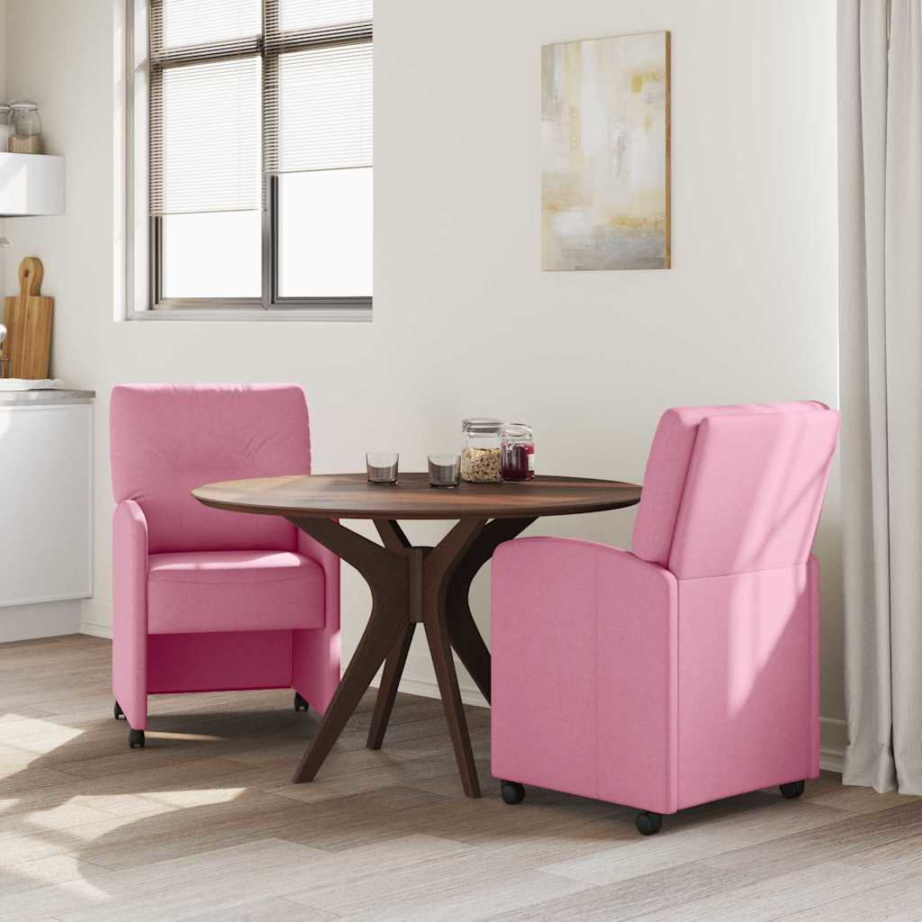 Dining Chairs with Wheels 2 pcs Pink 57 x 67 x 95 cm Fabric