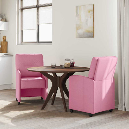 Dining Chairs with Wheels 2 pcs Pink 57 x 67 x 95 cm Fabric