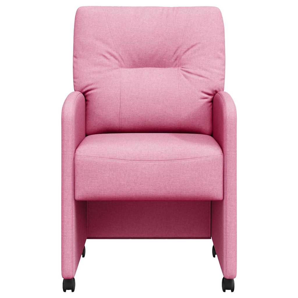 Dining Chairs with Wheels 2 pcs Pink 57 x 67 x 95 cm Fabric