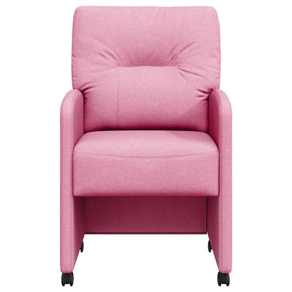 Dining Chairs with Wheels 2 pcs Pink 57 x 67 x 95 cm Fabric