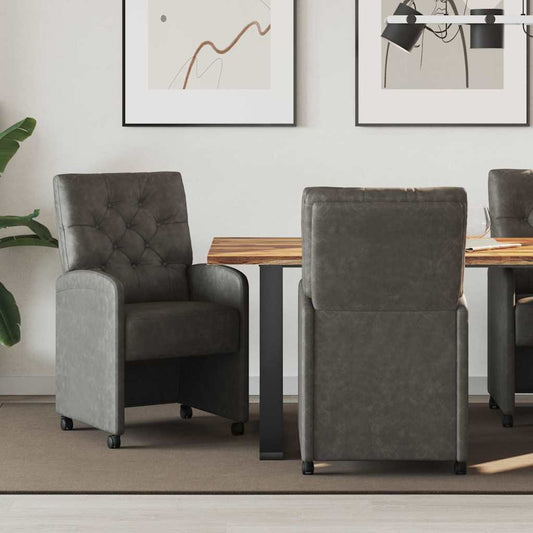 Dining Chairs with Wheels 2 pcs Black 58 x 67 x 97 cm