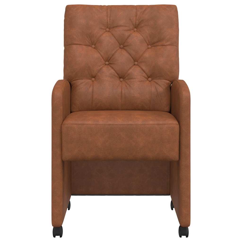 Dining Chairs with Wheels 2 pcs Brown 58 x 67 x 97 cm