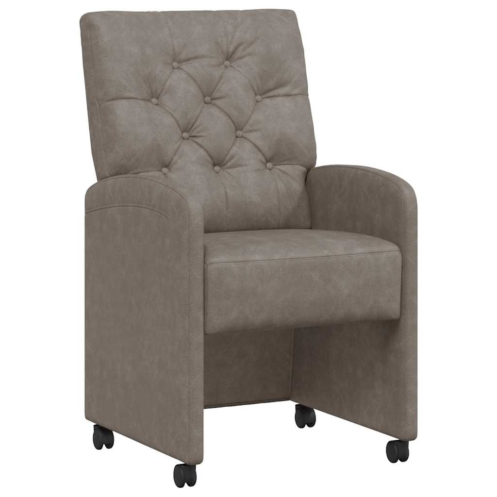 Dining Chairs with Wheels 2 pcs Grey 58 x 67 x 97 cm