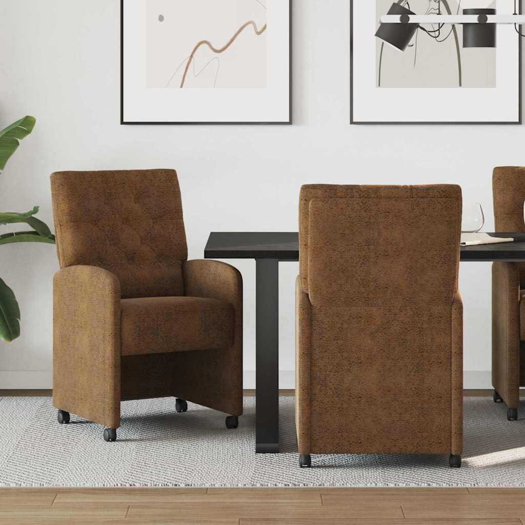 Dining Chairs with Wheels 2 pcs Brown 58 x 67 x 97 cm